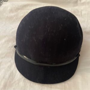 Vintage Black Wool Preppy Riding Cap Hat